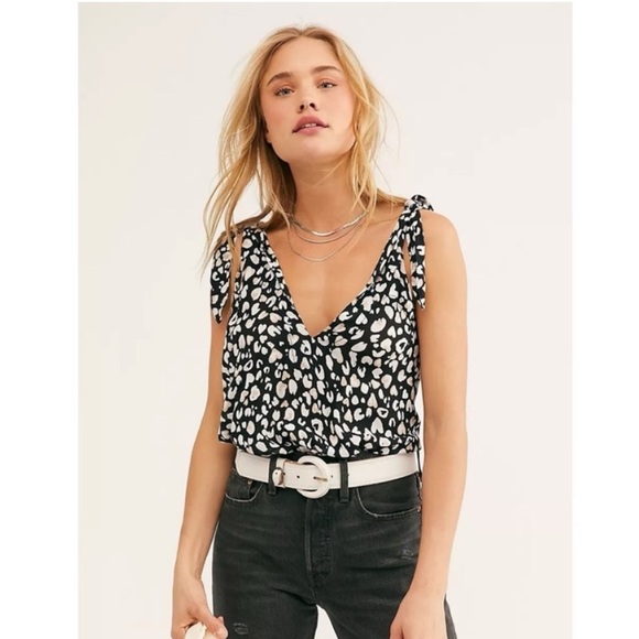Free People Leopard Bodysuit, Size Small - Picture 2 of 5